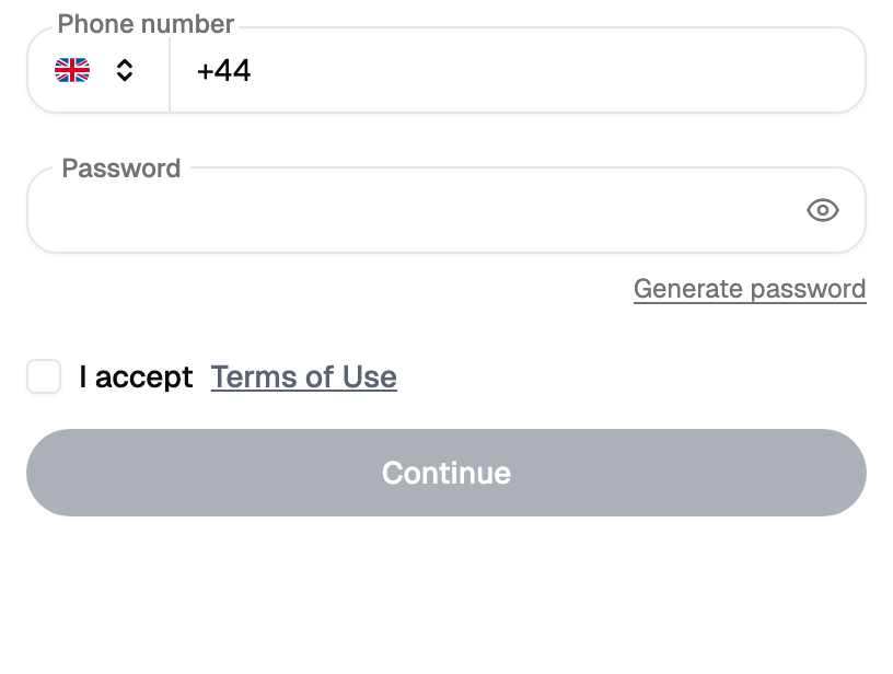 Registration form
